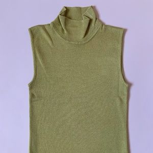 Pastel Green Mock Neck Tank by Linda Allard Ellen Tracy -86% SILK